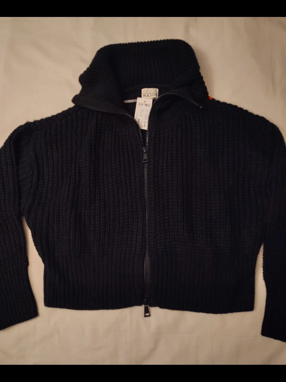 Zumiez Black Chunky Knit Zip-Up Sweater XL Size NWT